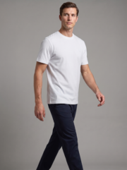 %100 Pamuk Erkek Classic Fit Bisiklet Yaka Özel Rahat Kesim T-Shirt